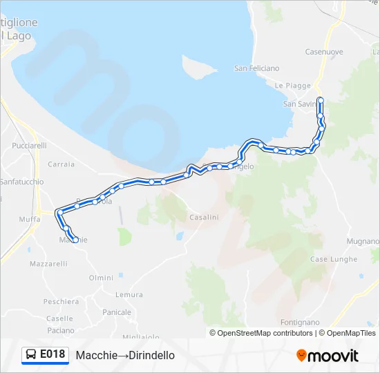Percorso linea bus E018