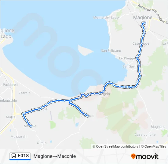 Percorso linea bus E018