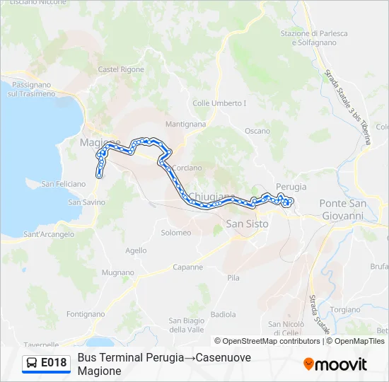 Percorso linea bus E018