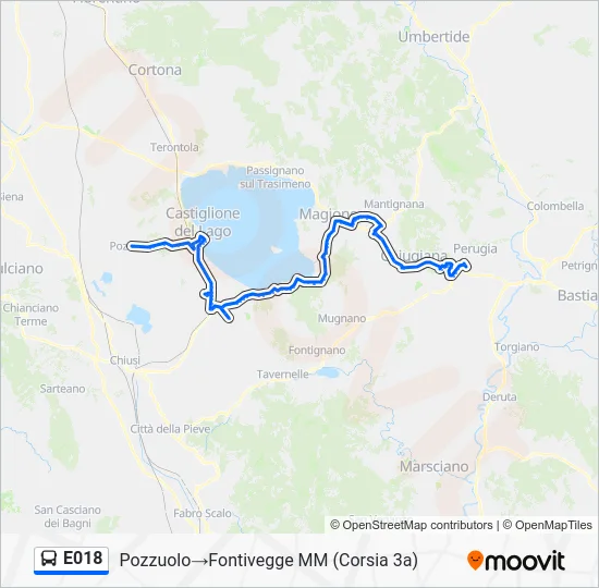 Percorso linea bus E018
