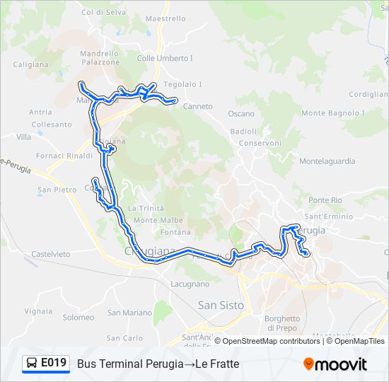 E019 bus Line Map