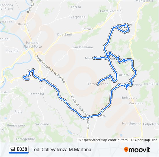 E038 bus Line Map