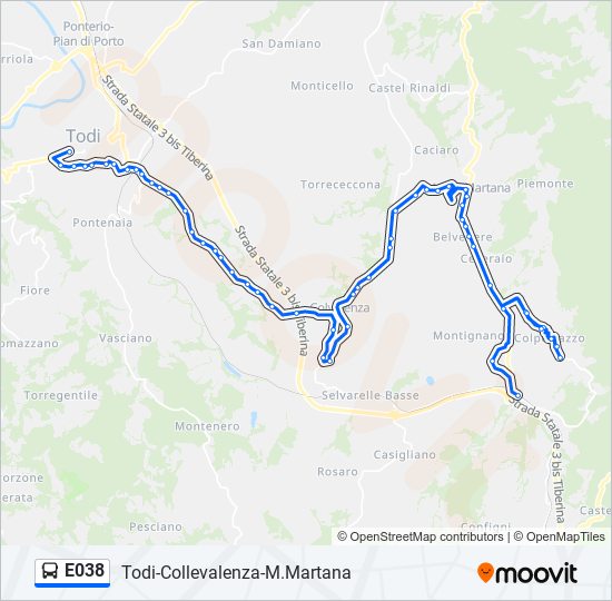 E038 bus Line Map