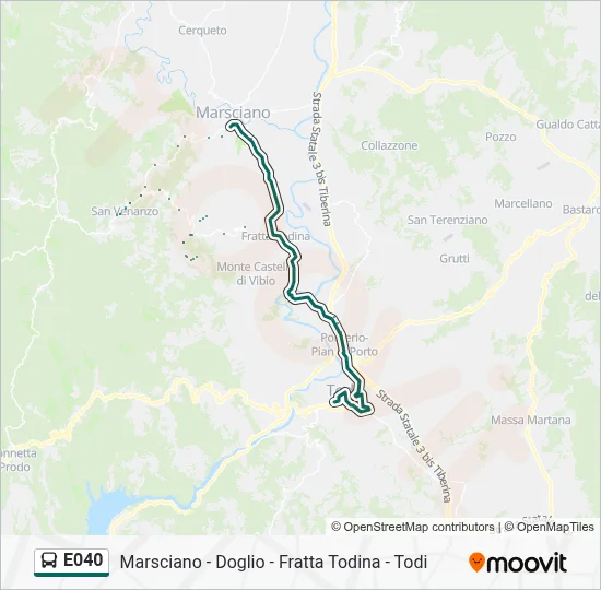 Percorso linea bus E040