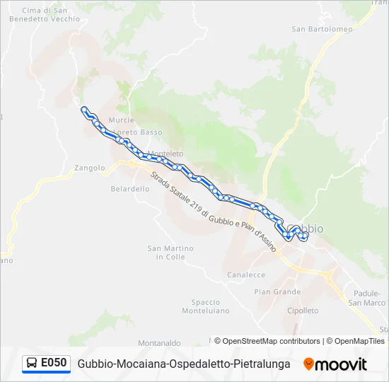 Percorso linea bus E050