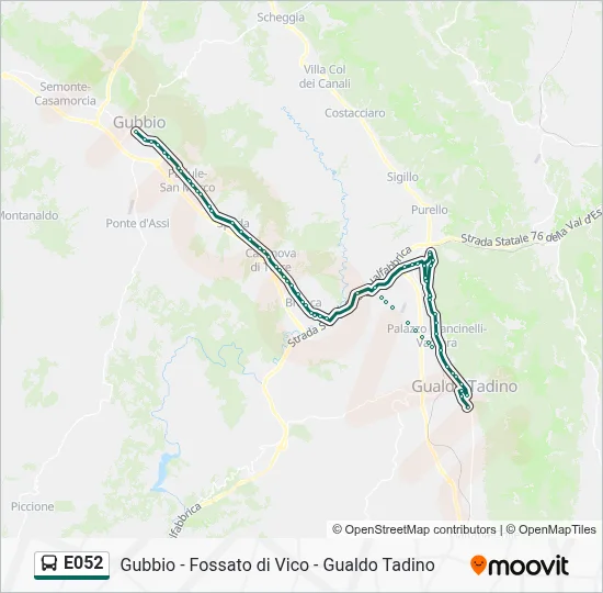 Percorso linea bus E052