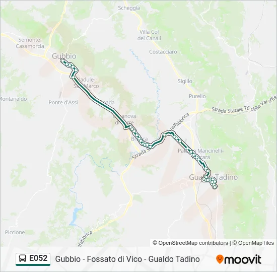 Percorso linea bus E052