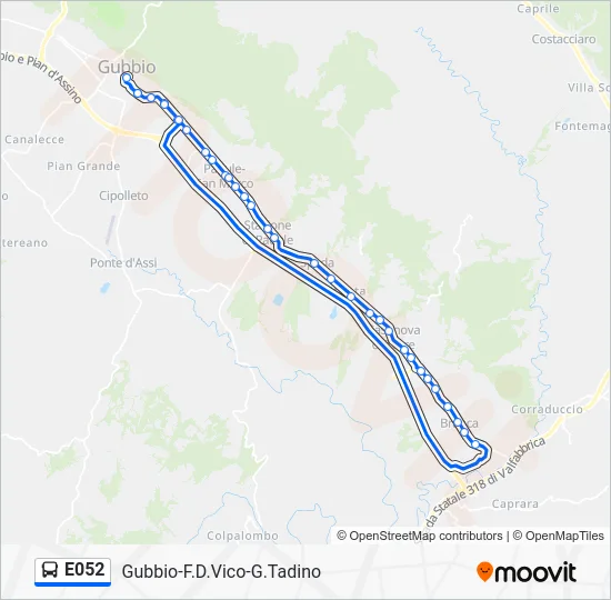 Percorso linea bus E052