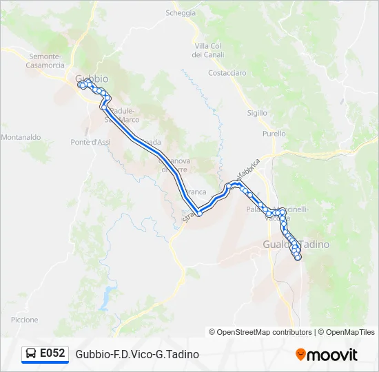 Percorso linea bus E052