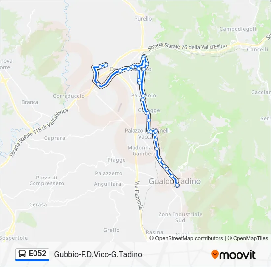 Percorso linea bus E052