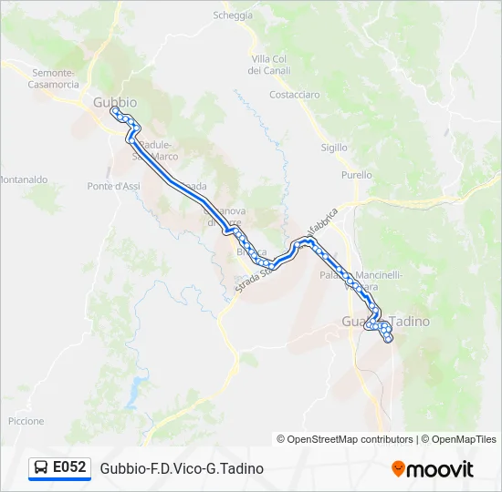 Percorso linea bus E052