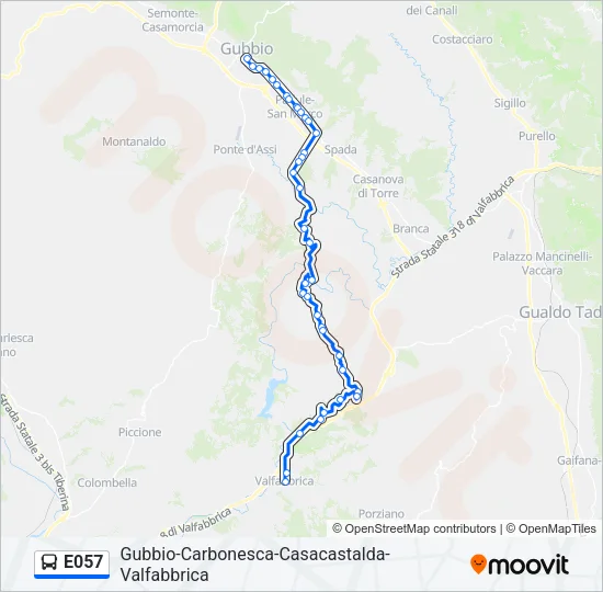 Percorso linea bus E057