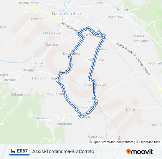 E067 Bus Line Map