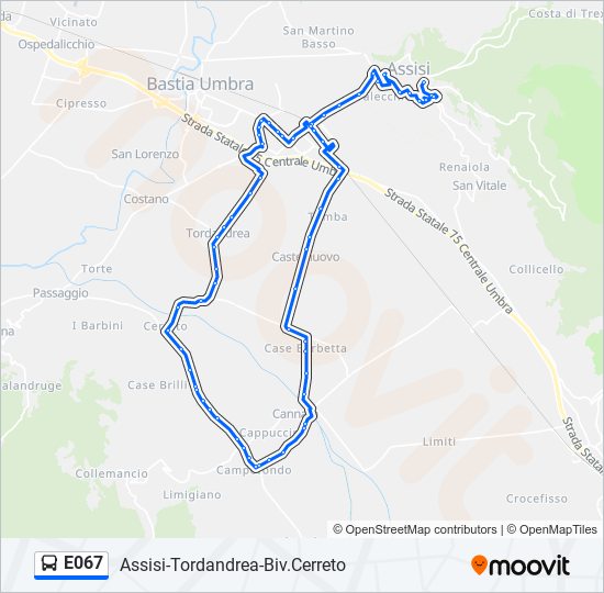 E067 bus Line Map