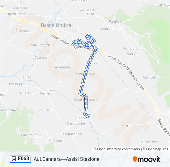 E068 bus Line Map
