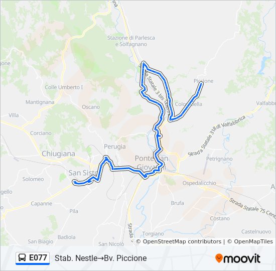 E077 bus Line Map