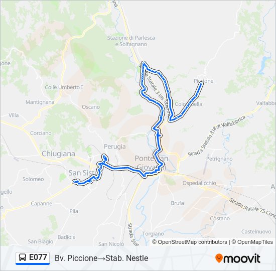 E077 bus Line Map