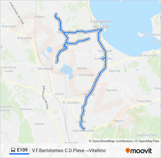 Percorso linea bus E109