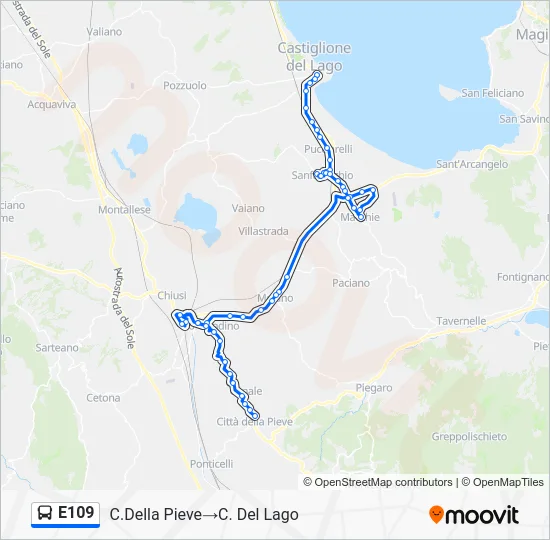 Percorso linea bus E109