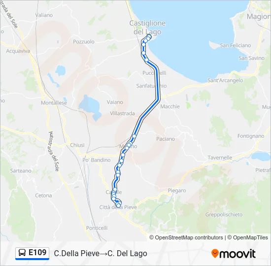 Percorso linea bus E109