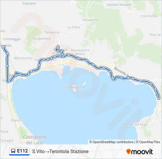 Percorso linea bus E112
