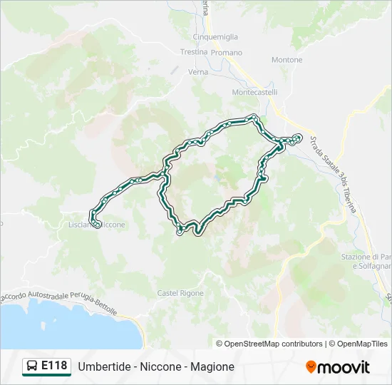 Percorso linea bus E118