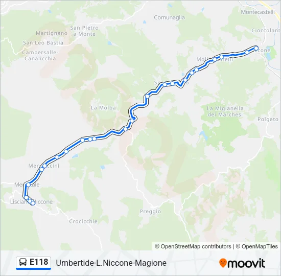 E118 Bus Line Map