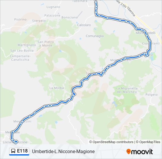 E118 bus Line Map