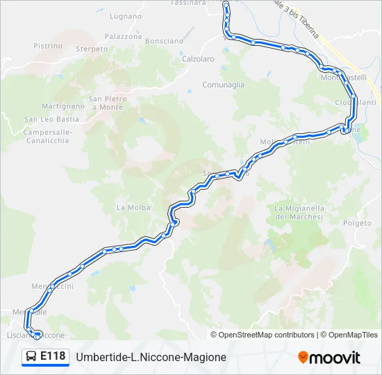 E118 Bus Line Map
