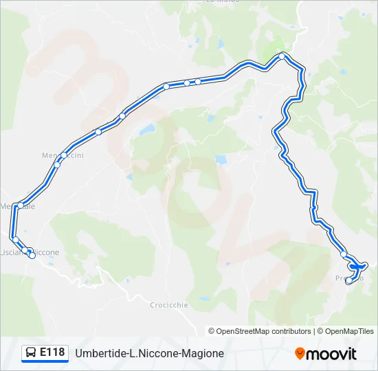 E118 Bus Line Map