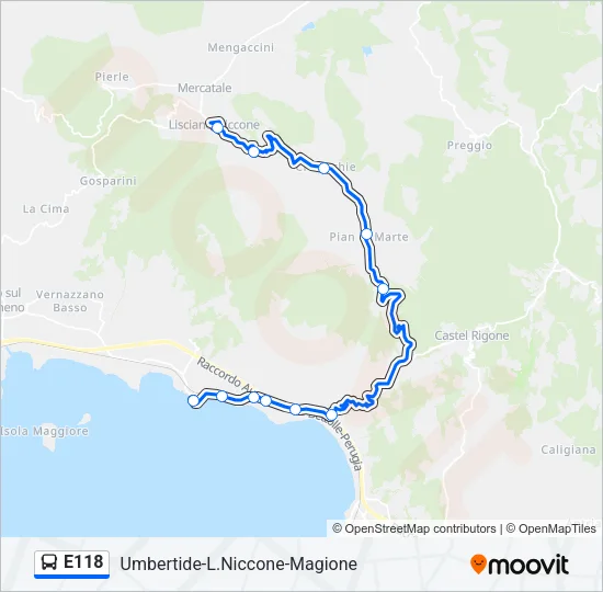 E118 Bus Line Map