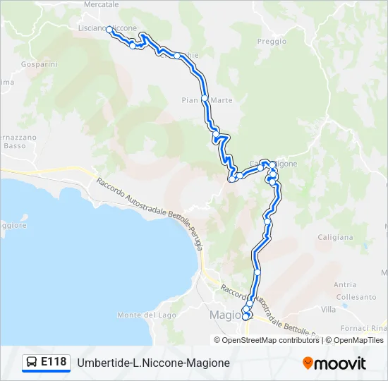 E118 Bus Line Map