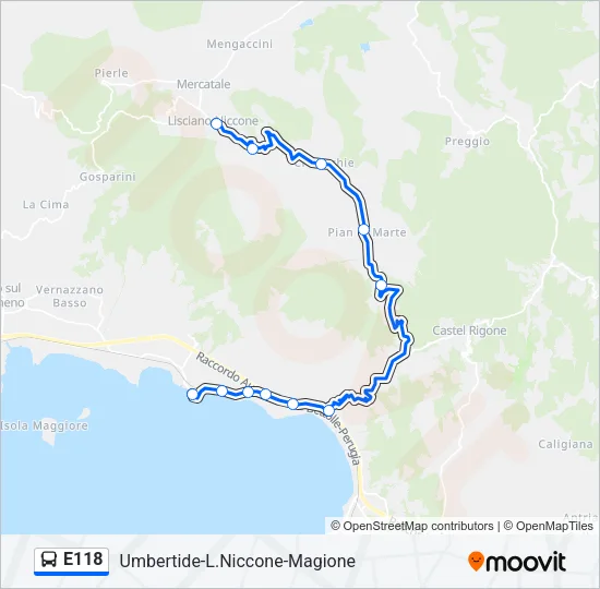 E118 Bus Line Map
