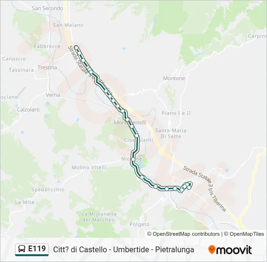 Percorso linea bus E119