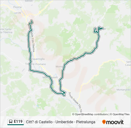 Percorso linea bus E119