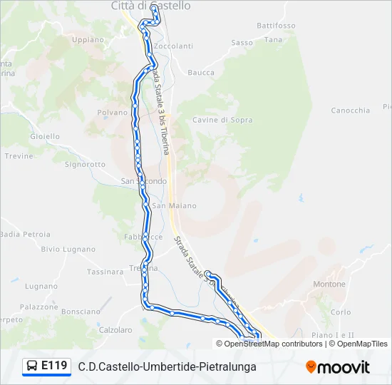 E119 Bus Line Map
