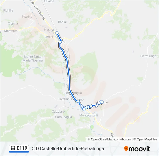E119 Bus Line Map