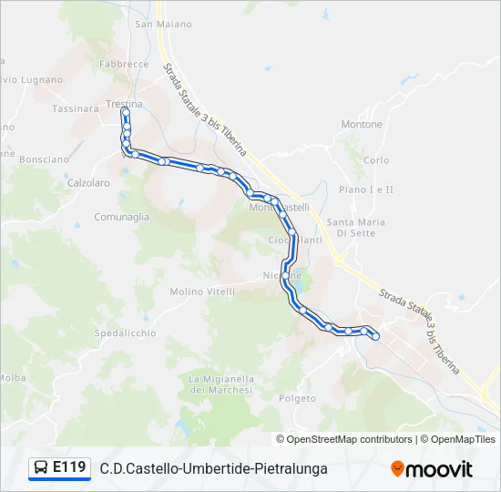 E119 Bus Line Map