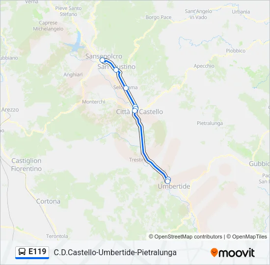 E119 Bus Line Map