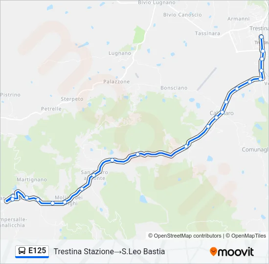 E125 Bus Line Map