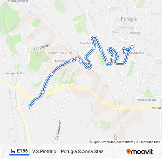 Percorso linea bus E155