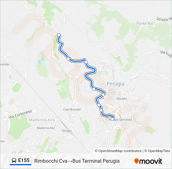 Percorso linea bus E155