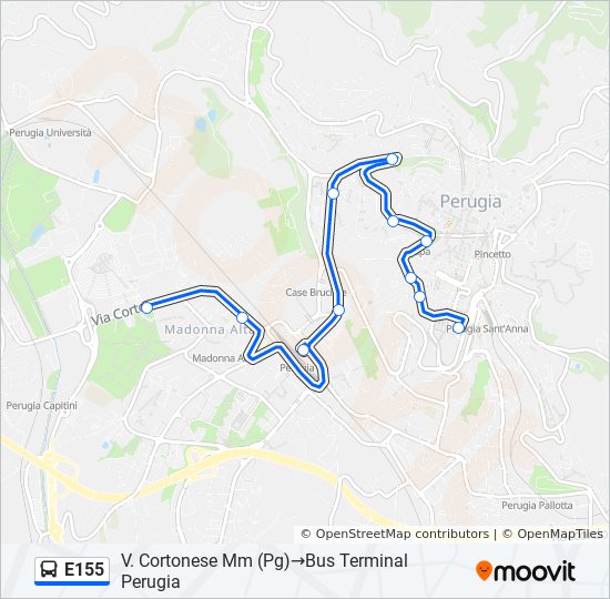 E155 bus Line Map