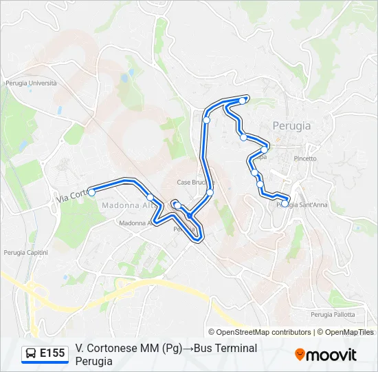 E155 Bus Line Map