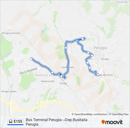 E155 bus Line Map