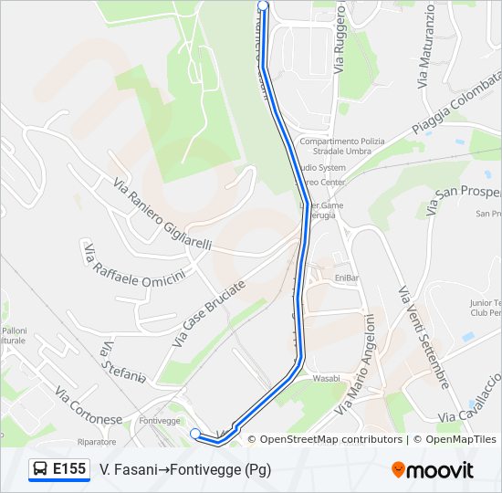 E155 bus Line Map