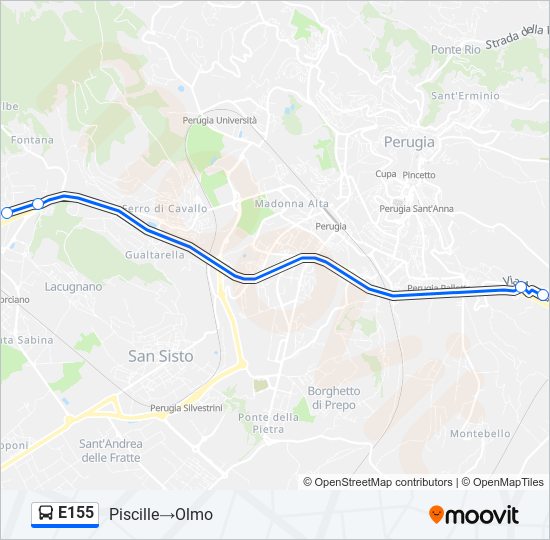 E155 bus Line Map