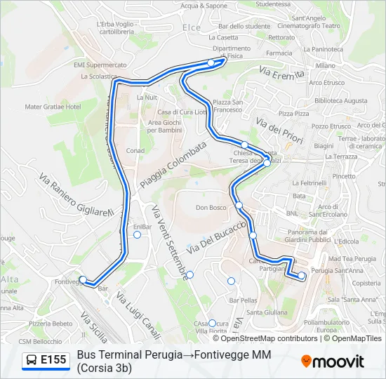 E155 Bus Line Map