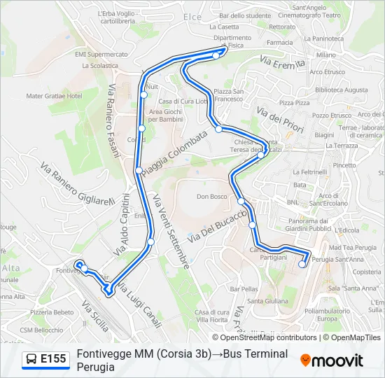 E155 Bus Line Map