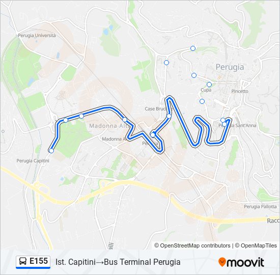 E155 bus Line Map